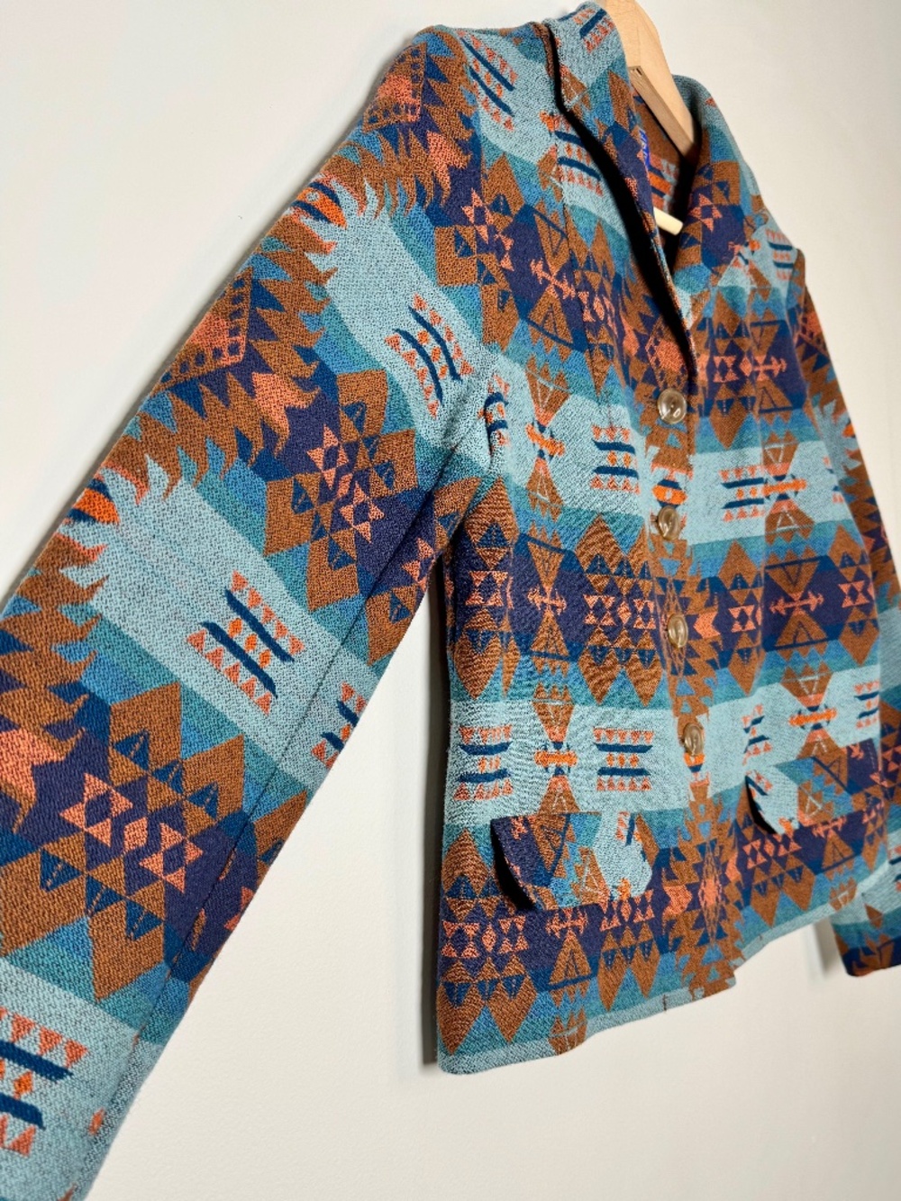 Pendleton Women’s Lowell Wool Southwestern Inspired Turquoise Jacket Sz Small